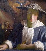 Johannes Vermeer Girl with a flute. oil painting on canvas